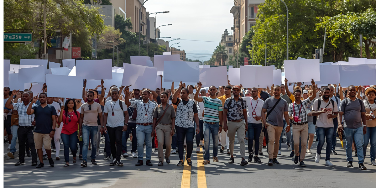 Citizens peacefully demonstrating in Angola during Angola protests