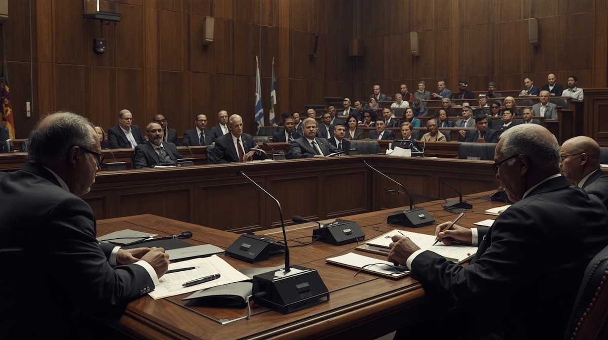 Malema Guilty Verdict represented by a tense South African courtroom during a high-profile trial